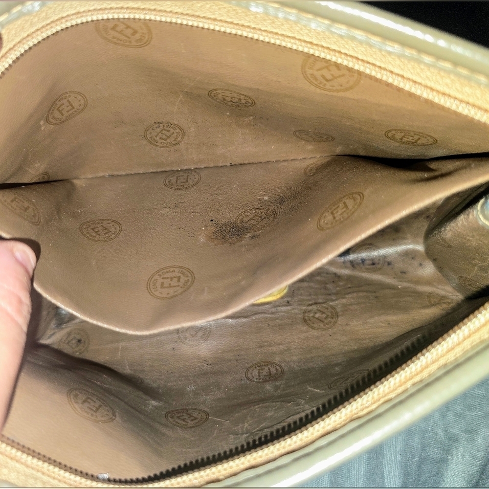 1980s Vintage Fendi Brown and Tan Monogram Clutch In Overall Great Condition - Picture 10 of 11